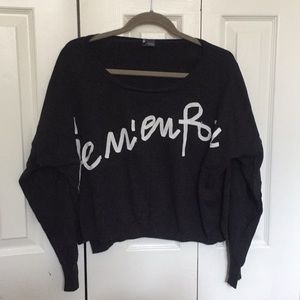 Urban Outfitters Gray Je M’en Fou Cropped Sweater
